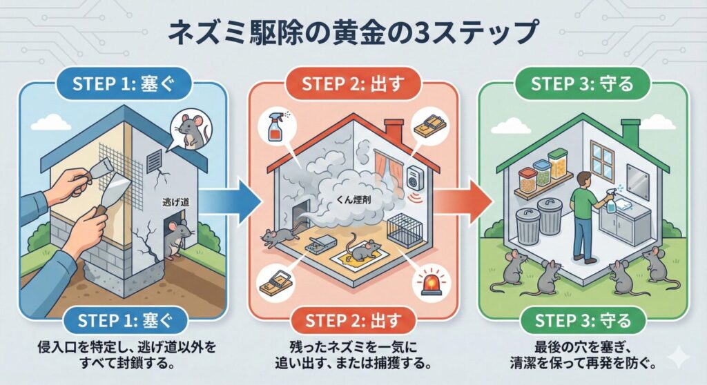 ねずみ駆除の黄金3step